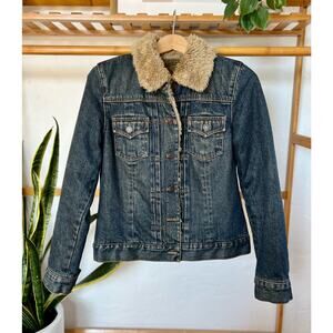 Vintage 2000s GAP Fur Sherpa Lined Denim Jacket